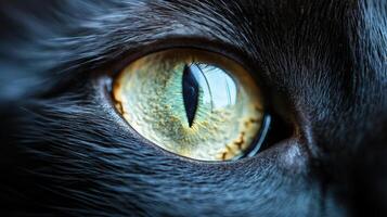Close-up View of a Cat's Striking Green Eye Showcasing Intricate Details and Vibrant Colors photo