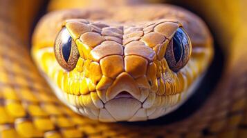 Close-up View of a Snake's Eye Showcasing Intricate Details and Vibrant Colors photo
