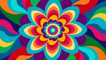 Psychedelic Floral Design Vibrant Colors Bold Abstract Patterns vector