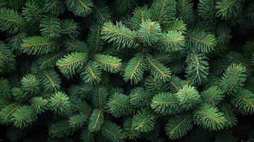 Background View of Lush Christmas Tree Branches in High Resolution for Holiday Themes and Decorations photo