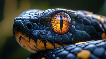 Intricate Details of a Snake's Eye Captured in Close-Up With Vivid Colors and Textures photo