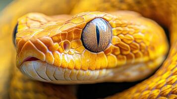 Close-up of a Striking Snake Eye With Intricate Patterns and Vibrant Colors Shining in Natural Light photo