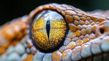 Close-up View of a Snake's Eye Revealing Intricate Details of Texture and Color photo