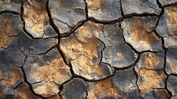 High Resolution Cracked Soil Texture Displaying Intricate Patterns and Earthy Tones photo