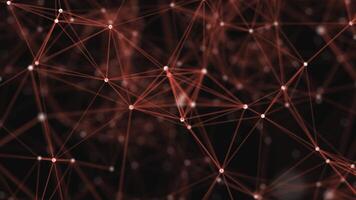 animated orange abstract fractal plexus pattern on black background loop, technology internet network connection with polygons, dots and lines in the slow motion video
