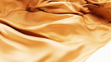 Flowing golden wave cloth background, 3d rendering. video