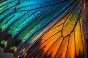 Closeup of a Butterfly Wing with Vibrant Colors and Textures -generated by ai photo