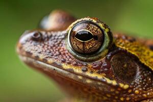 an extremely close up macro shot of a dart frogs eye, extremely zoomed in on the dart frog's eye and the skin texture, highly detailed, generated by ai photo