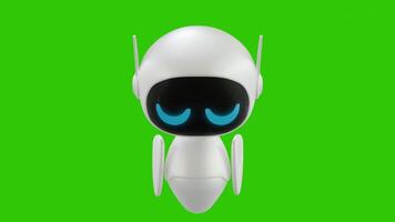 Cute 3D mini Robot character animation with tired, sad, and head down movement. Green screen background. Perfect looping. Artificial intelligence virtual assistant robot. video
