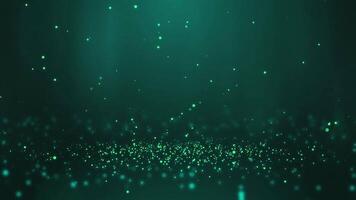 Light blue particles twirling on the ground and flying in the air with light rays at the top center, horizontal composition. Standard speed. Loop animation footage for graphic design. video