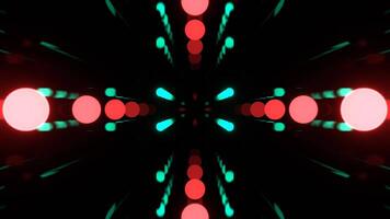 turquesa e luz vermelho corredor com néon piscando pontos fundo vj ciclo dentro 4k video
