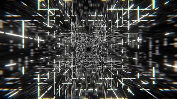 White Simple Square Cyber Tunnel Background VJ Loop in 4K video