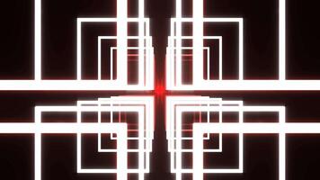 Red and White Fantastic Spatial Corridor of Square Shapes Background VJ Loop in 4K video