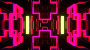 Rosa e luz verde néon túnel com piscando geométrico formas fundo vj ciclo dentro 4k video