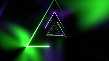 roxa e verde lindo néon triangular túnel fundo vj ciclo dentro 4k video