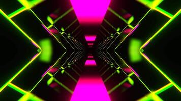 Light Green and Pink Sci-Fi Neon Corridor with Rhombus Background VJ Loop in 4K video