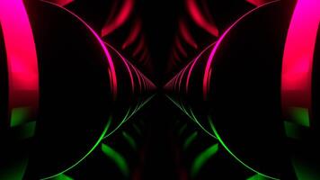 Pink and Green Neon Corridor with Round Glowing Shapes Background VJ Loop in 4K video
