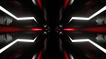 Red and White Cyber Tunnel with Flowing Zigzag Light Background VJ Loop in 4K video
