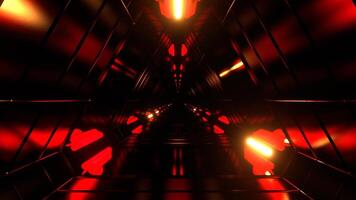 vermelho e laranja fantasia Ciência corredor com piscando luzes fundo vj ciclo dentro 4k video