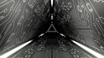 branco energia fluindo através a triangular cyber túnel fundo vj ciclo dentro 4k video