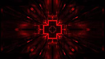 Red and Orange Cybernetic Corridor and Luminous Figured Frames Background VJ Loop in 4K video