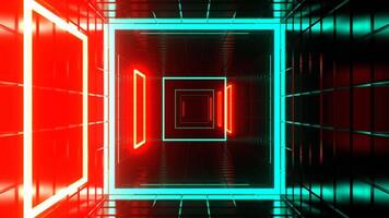 Turquoise and Red LED Dynamic Square Strobe Tunnel Background VJ Loop in 4K video