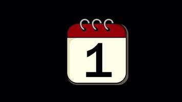 Calendar Changes From The 2nd To The 3rd Of The Month On Alpha Channel 2D Cartoon Animation video
