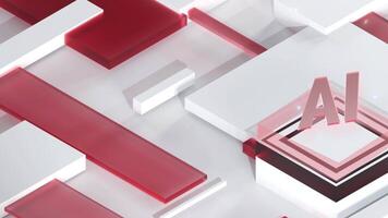 Abstract AI Geometric Design with Red and White Shapes video