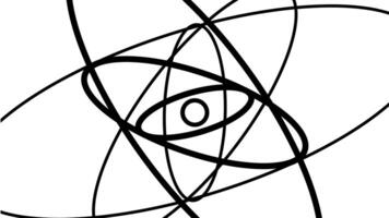 Interwoven atomic orbits in abstract style representing physics, atomic structure, and scientific visualizations in motion video
