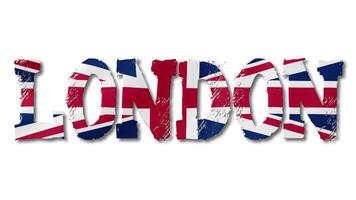 London Text with United Kingdom Flag Waving Inside. Seamless Loop Animation on Transparent Background. video