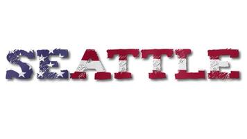 Seattle Text with USA Flag Waving Inside. Seamless Loop Animation on Transparent Background. video