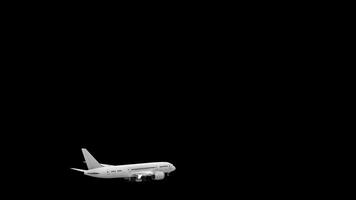 Taking off with a Tilt of a Large Airplane, Rear View, Transparent Background, Alpha Channel, Exclusive video