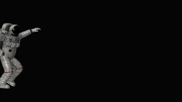Happy astronaut runs in space from left to right. Alpha Channel, Exclusive, Transparent Background video