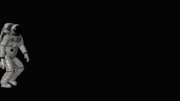 Astronaut runs in space from left to right. Transparent Background, Alpha Channel, Exclusive video