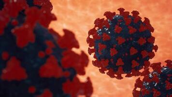 de cerca visualización de virus células con detallado superficie Picos, digital representación. video