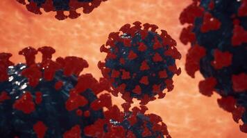 Microscopic 3D model of a virus cluster in biological environment for healthcare concept. video