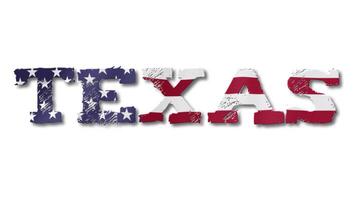 Texas Text with USA Flag Waving Inside. Seamless Loop Animation on Transparent Background. video