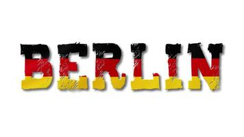 Berlin Text with Germany Flag Waving Inside. Seamless Loop Animation on Transparent Background. video