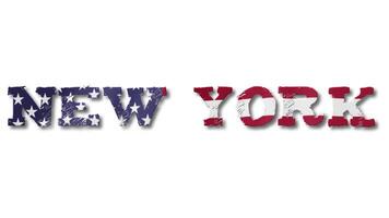 New York Text with USA Flag Waving Inside. Seamless Loop Animation on Transparent Background. video