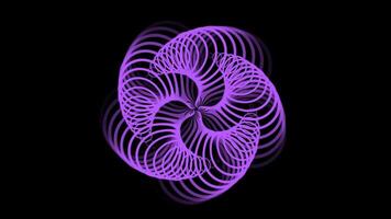 Abstract Rotating Flower Animation 4K Digital Spinning Purple Color Floral Decorative Pattern Seamless Looping Circular Moving Graphic Element With Isolated Transparent Background video