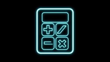Neon Glowing Calculator Icon Accounting Animation on Isolated Background video
