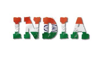 India Text with the Flag Waving Inside. Seamless Loop Animation on Transparent Background. video