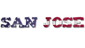 San Jose Text with USA Flag Waving Inside. Seamless Loop Animation on Transparent Background. video