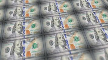 One Hundred Bill United States of America Cash New Design USD 100 Banknotes Zooming Out to Reveal Many Bills, in a Close-Up Detailed Macro Slide, Seamless Loop Animation. video