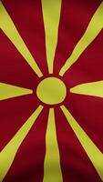 North Macedonia Waving Flag in Vertical Orientation. Realistic Flag Animation. Seamless Loop Background. video