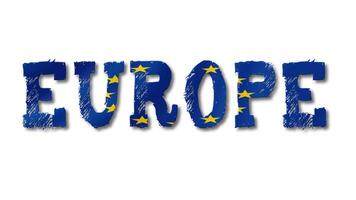 Europe Text with EU Flag Waving Inside. Seamless Loop Animation on Transparent Background. video