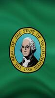 Washington State Waving Flag in Vertical Orientation. Realistic Flag Animation. Seamless Loop Background. video