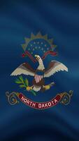 North Dakota State Waving Flag in Vertical Orientation. Realistic Flag Animation. Seamless Loop Background. video