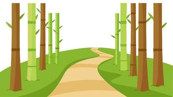 Serene Illustration of Bamboo Forest with Tranquil Greenery and Peaceful Scene vector