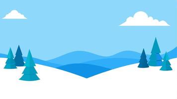 Simple Cartoon Winter Background with Snowflakes and Frosty Seasonal Scene vector